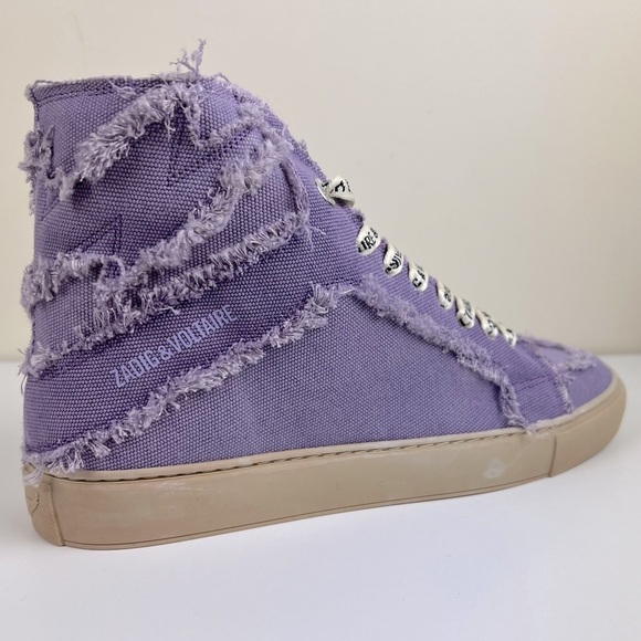 Zadig & Voltaire High Flash Canvas Distressed Sneakers In Boomerang Purple EU 41 - Picture 2 of 13